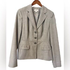Ann Taylor Loft Blazer Jacket Size 6L Light Gray Lined 3 Buttons